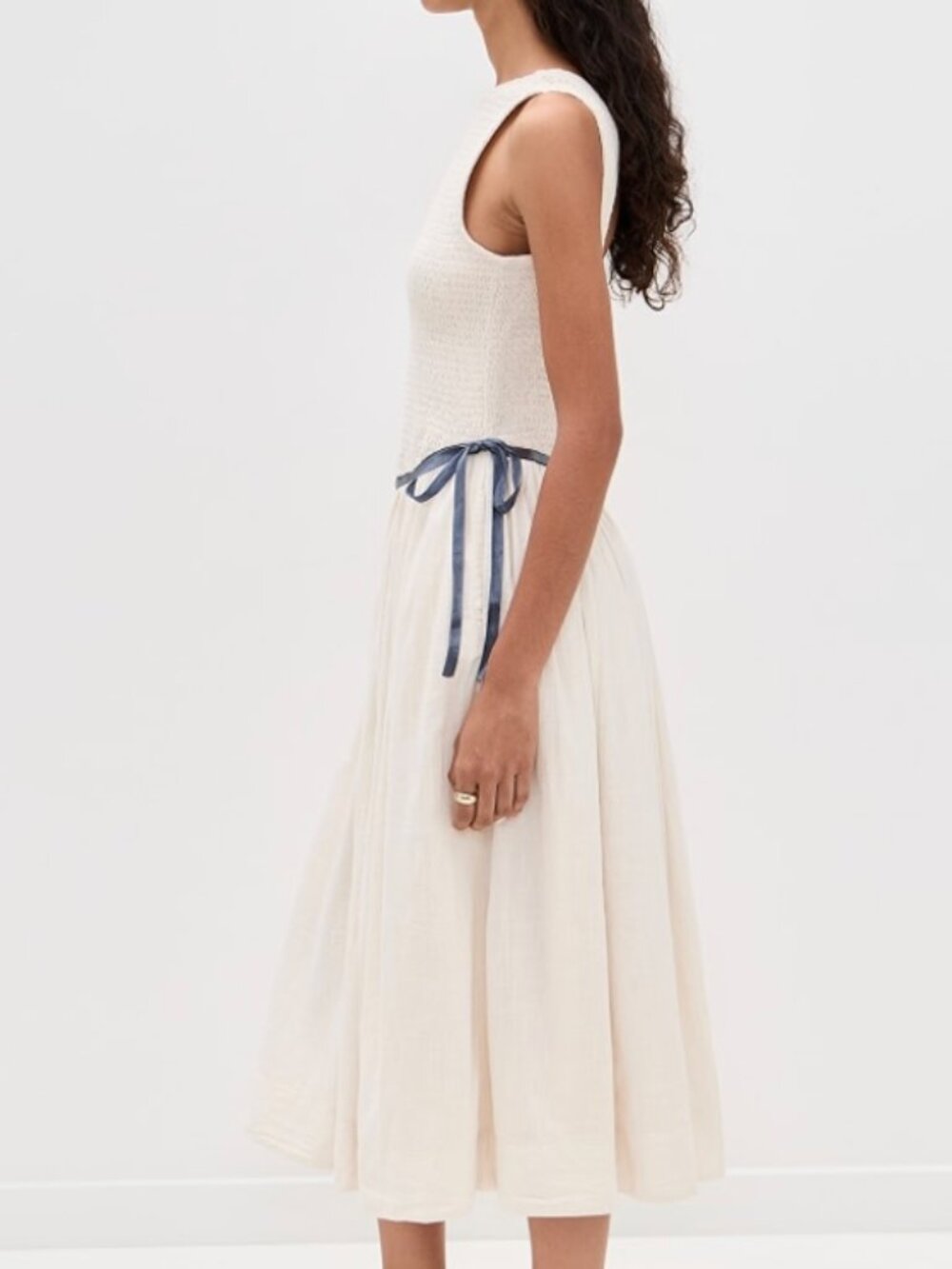 Free People Nightingale Solid Midi Dress – Tea Navy Combo – Small - Picture 3 of 12